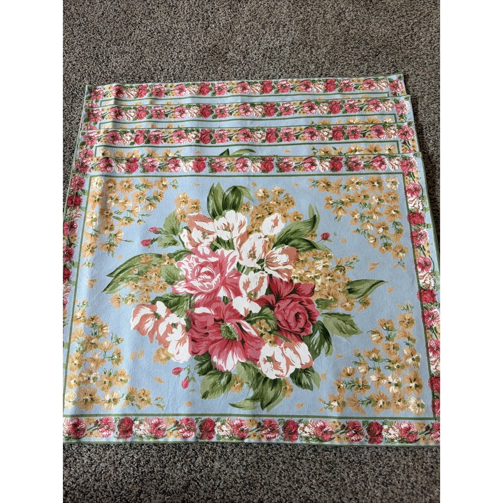 April Cornell Aqua Floral Placemats Set 4 Zinnia Garden New Condition